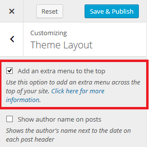 wordpress add top menu bar