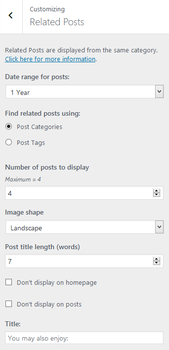 Related posts options