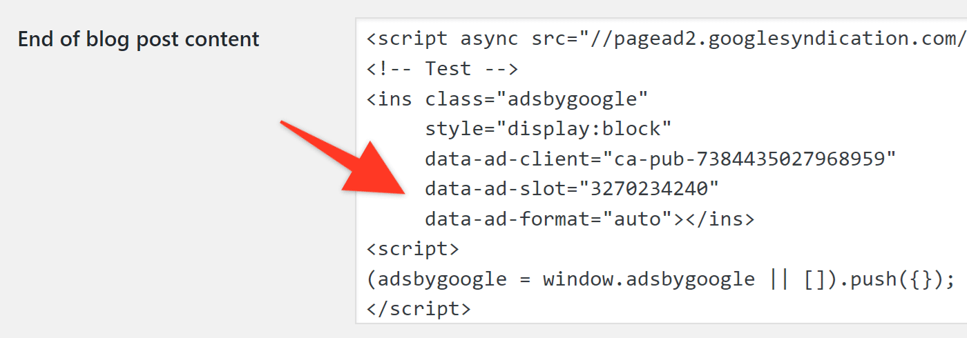 WordPress Google Adsense post footer