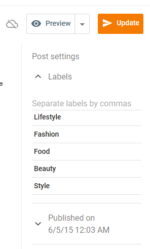 Blogger post labels example