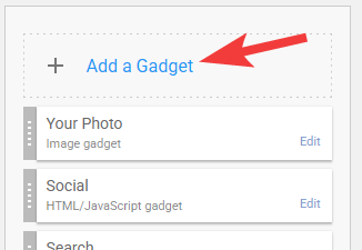 Blogger: Add a gadget button