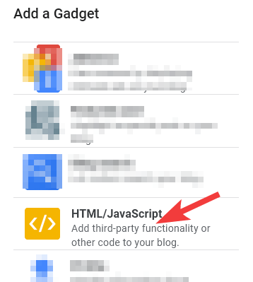 Blogger HTML gadget